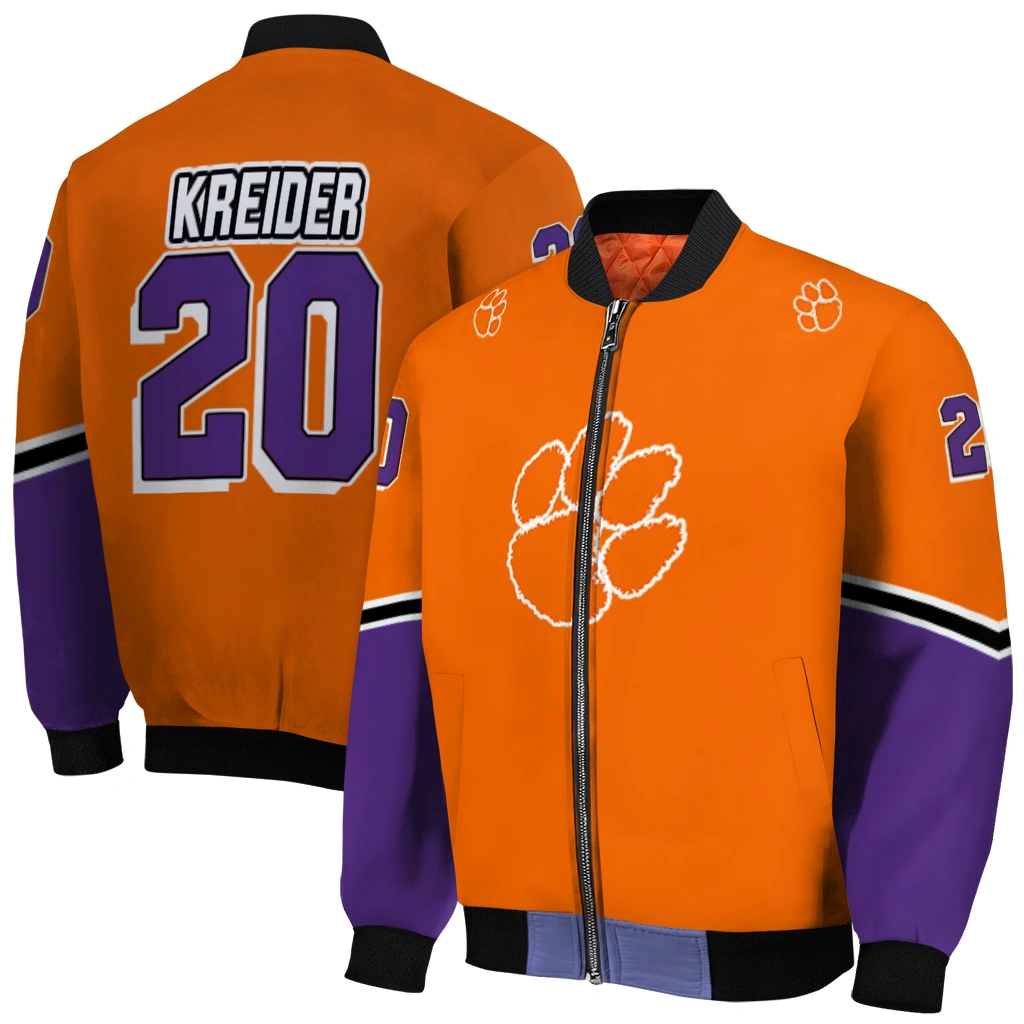 customized clemson tigers chevron style orange bomber jacket best selling customized clemson tigers chevron style orange bomber jacket best selling