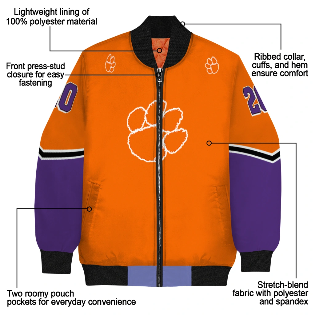 customized clemson tigers chevron style orange bomber jacket new arrival customized clemson tigers chevron style orange bomber jacket new arrival