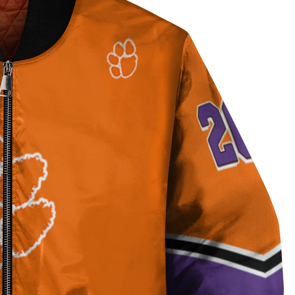 customized clemson tigers chevron style orange bomber jacket premium grade customized clemson tigers chevron style orange bomber jacket premium grade
