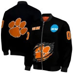 customized clemson tigers claw shred black bomber jacket best selling