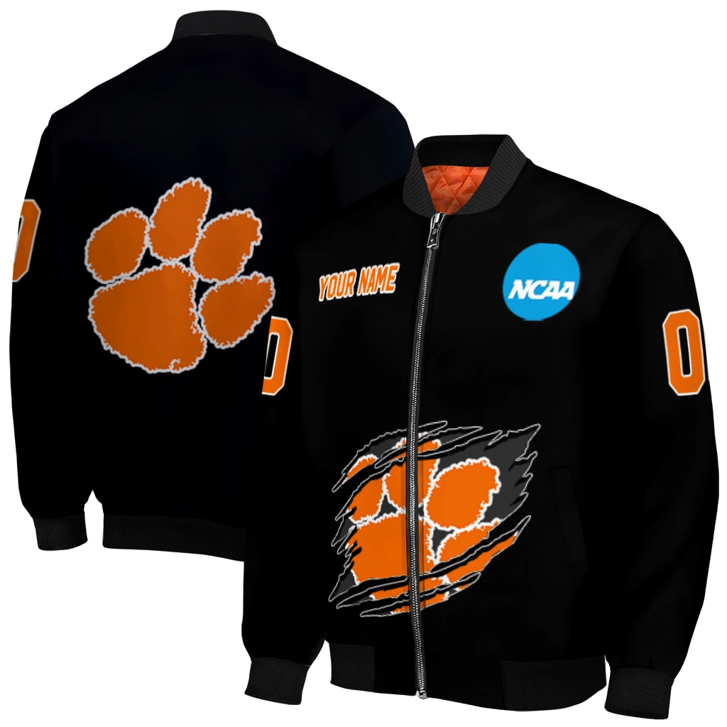 customized clemson tigers claw shred black bomber jacket best selling customized clemson tigers claw shred black bomber jacket best selling