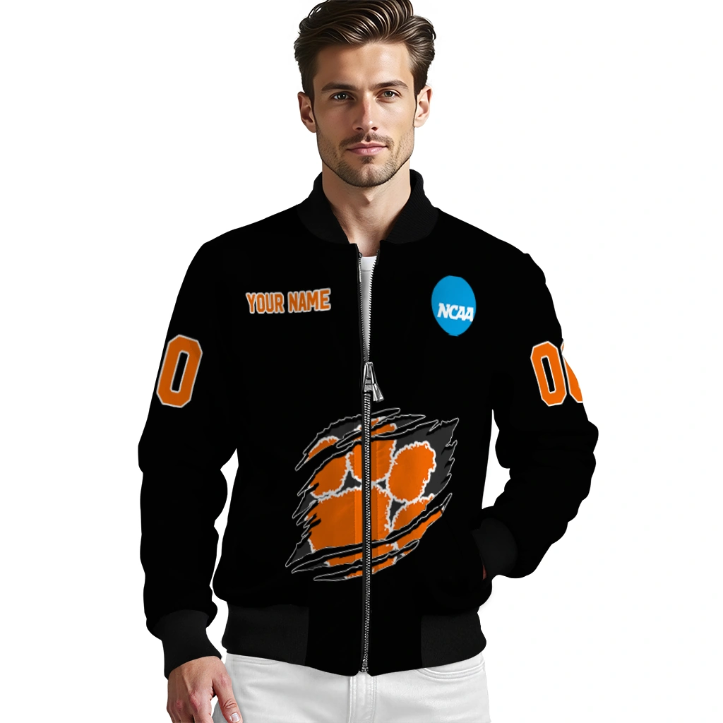 customized clemson tigers claw shred black bomber jacket high quality customized clemson tigers claw shred black bomber jacket high quality