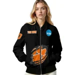customized clemson tigers claw shred black bomber jacket best selling