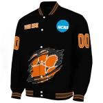 customized clemson tigers claw shred black varsity jacket best selling