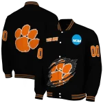 customized clemson tigers claw shred black varsity jacket best selling