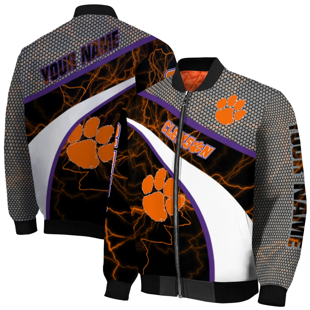 customized clemson tigers electric flash orange bomber jacket best selling customized clemson tigers electric flash orange bomber jacket best selling