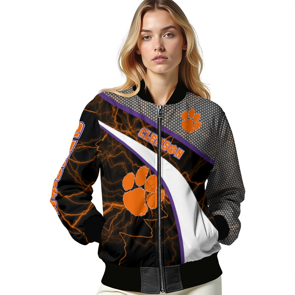 customized clemson tigers electric flash orange bomber jacket latest model customized clemson tigers electric flash orange bomber jacket latest model