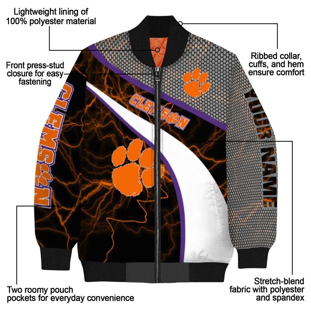 customized clemson tigers electric flash orange bomber jacket new arrival customized clemson tigers electric flash orange bomber jacket new arrival