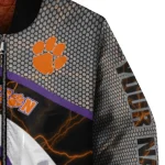 customized clemson tigers electric flash orange bomber jacket best selling