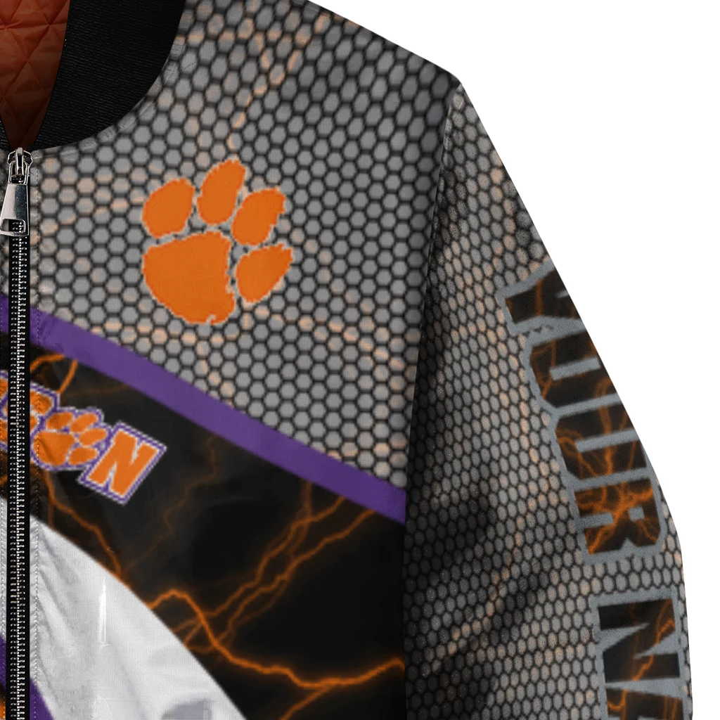 customized clemson tigers electric flash orange bomber jacket premium grade customized clemson tigers electric flash orange bomber jacket premium grade