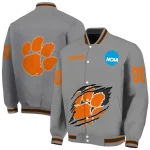 customized clemson tigers feral slash grey varsity jacket best selling