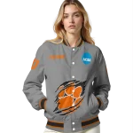 customized clemson tigers feral slash grey varsity jacket best selling