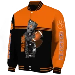customized clemson tigers groot football orange black varsity jacket best selling