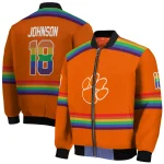 customized clemson tigers rainbow jersey number orange bomber jacket best selling