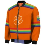 customized clemson tigers rainbow jersey number orange bomber jacket best selling