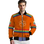 customized clemson tigers rainbow jersey number orange bomber jacket best selling