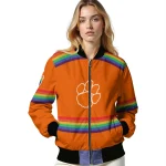 customized clemson tigers rainbow jersey number orange bomber jacket best selling
