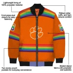 customized clemson tigers rainbow jersey number orange bomber jacket best selling