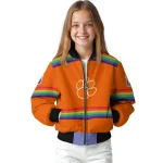 customized clemson tigers rainbow jersey number orange bomber jacket best selling