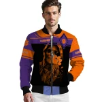 customized clemson tigers reaper hands orange black bomber jacket best selling