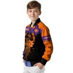 customized clemson tigers reaper hands orange black bomber jacket best selling