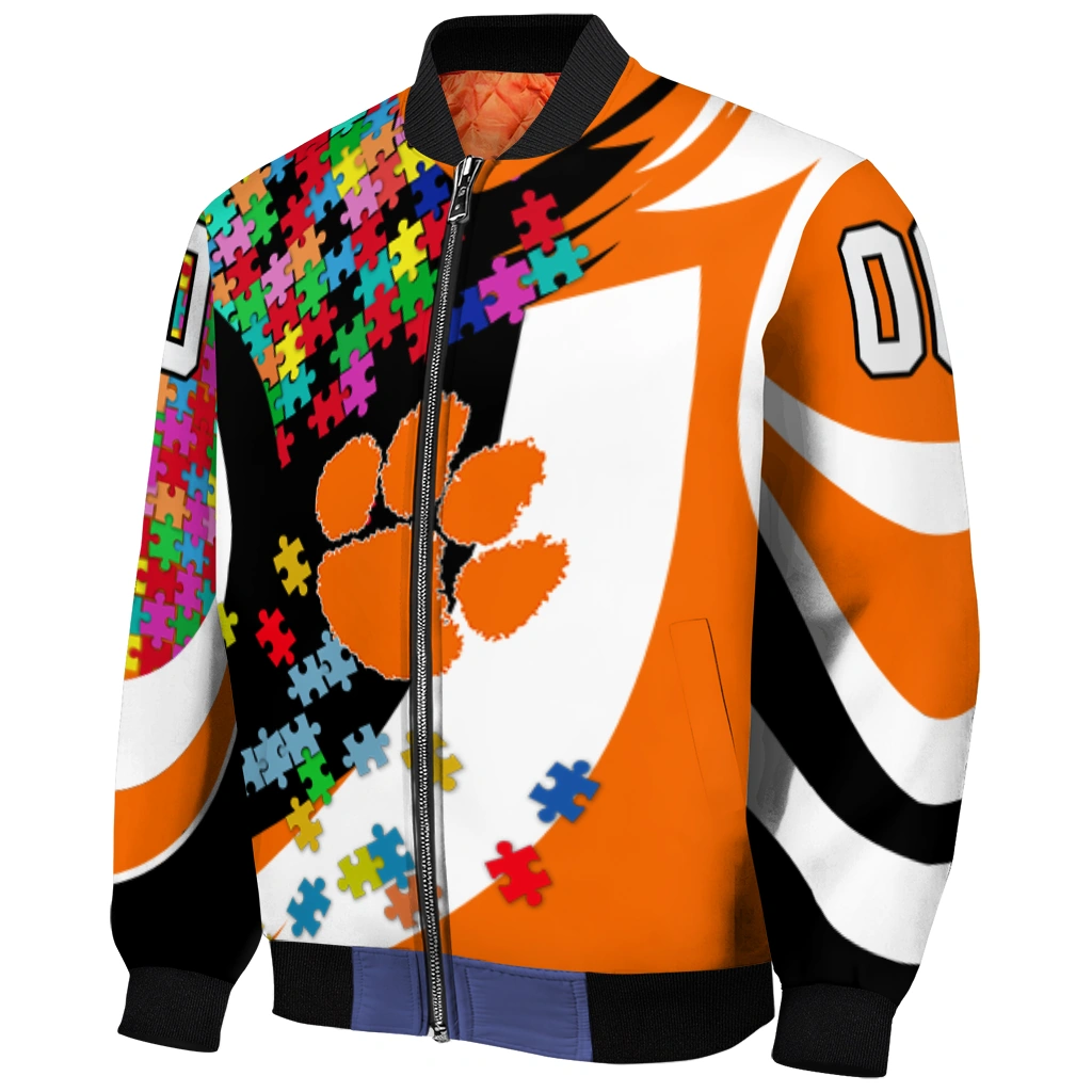 customized clemson tigers stars and stripes slashes orange bomber jacket fashion forward customized clemson tigers stars and stripes slashes orange bomber jacket fashion forward