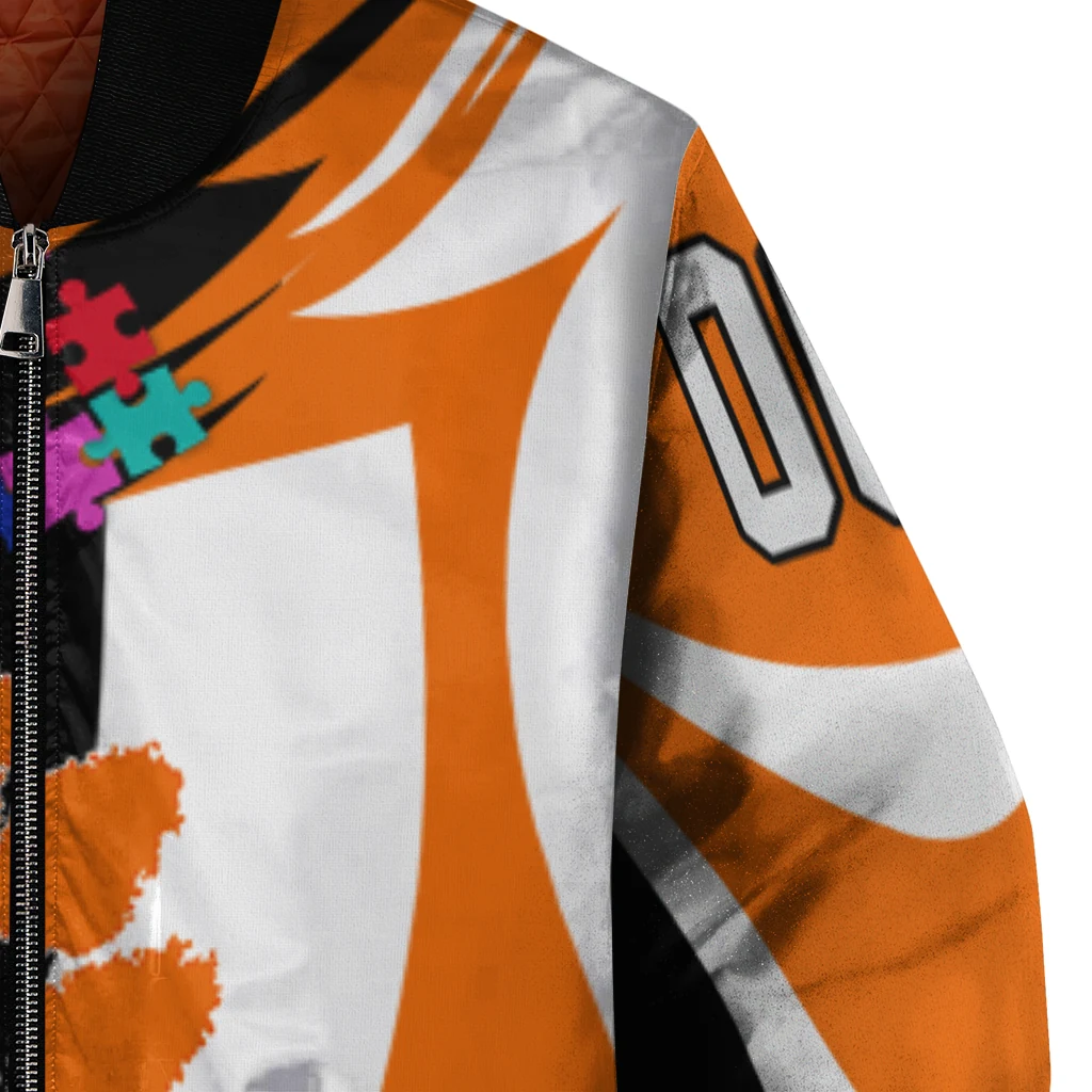 customized clemson tigers stars and stripes slashes orange bomber jacket premium grade customized clemson tigers stars and stripes slashes orange bomber jacket premium grade