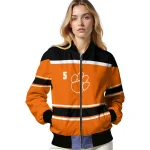 customized clemson tigers stripe statement orange black bomber jacket best selling