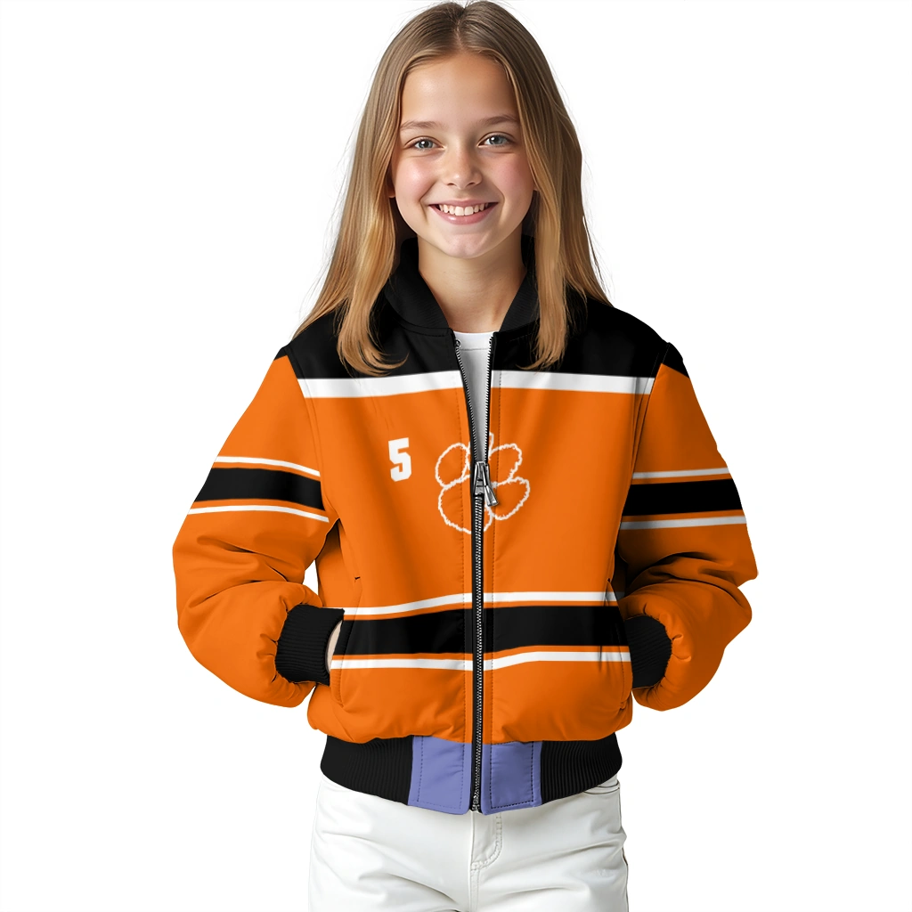 customized clemson tigers stripe statement orange black bomber jacket top rated customized clemson tigers stripe statement orange black bomber jacket top rated