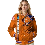 customized clemson tigers usa flag claws orange varsity jacket best selling