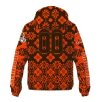 customized cleveland browns geometric blossom brown windbreaker jacket best selling