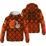 customized cleveland browns geometric blossom brown windbreaker jacket best selling