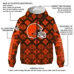 customized cleveland browns geometric blossom brown windbreaker jacket best selling