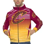 customized cleveland cavaliers pattern layers wine windbreaker jacket best selling