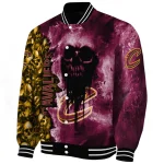 customized cleveland cavaliers skull cluster wine varsity jacket best selling