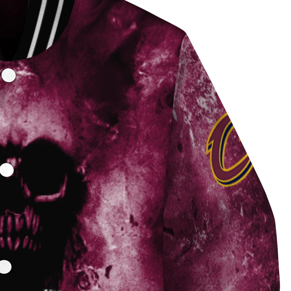 customized cleveland cavaliers skull cluster wine varsity jacket premium grade customized cleveland cavaliers skull cluster wine varsity jacket premium grade