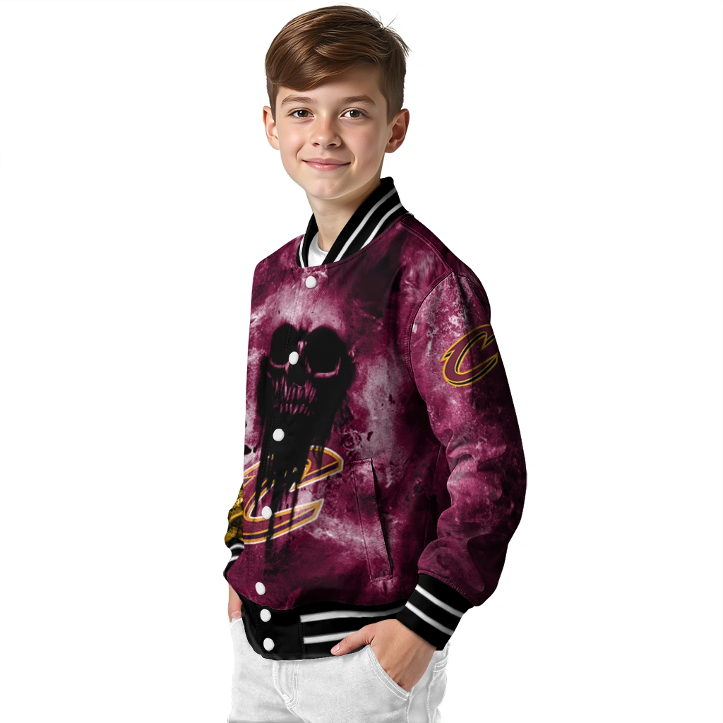 customized cleveland cavaliers skull cluster wine varsity jacket trendy customized cleveland cavaliers skull cluster wine varsity jacket trendy
