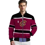 customized cleveland cavaliers stripe statement wine black bomber jacket best selling