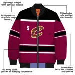 customized cleveland cavaliers stripe statement wine black bomber jacket best selling
