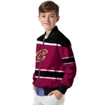 customized cleveland cavaliers stripe statement wine black bomber jacket best selling