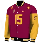 customized cleveland cavaliers team patch wine varsity jacket best selling