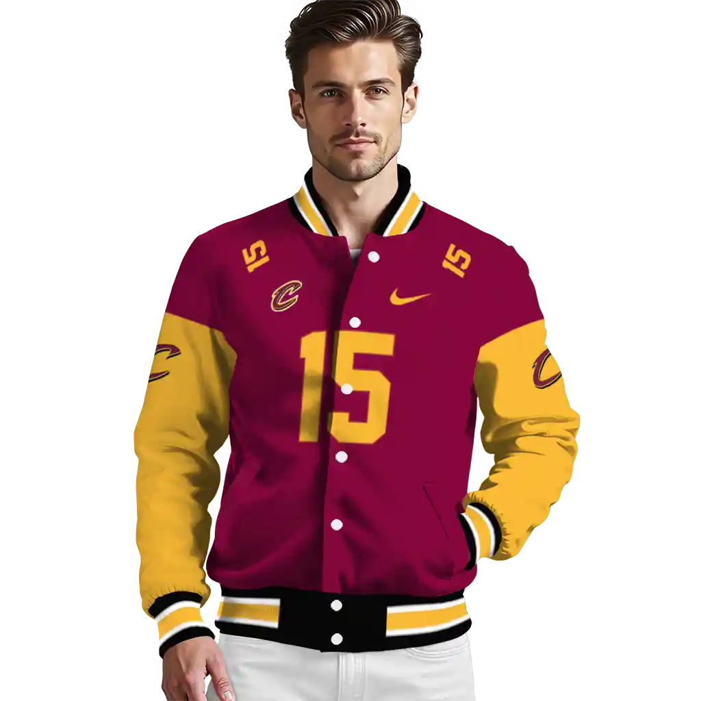 customized cleveland cavaliers team patch wine varsity jacket high quality customized cleveland cavaliers team patch wine varsity jacket high quality