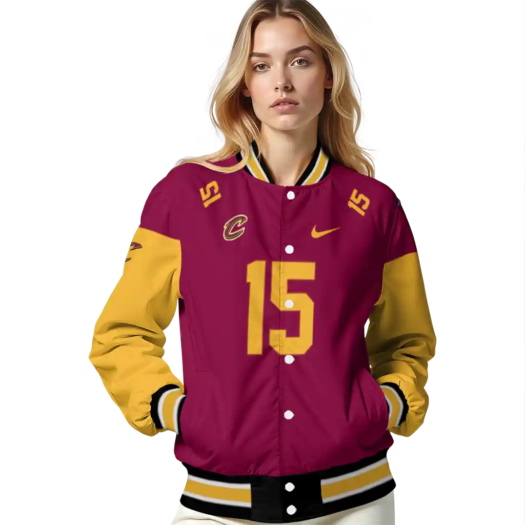 customized cleveland cavaliers team patch wine varsity jacket latest model customized cleveland cavaliers team patch wine varsity jacket latest model