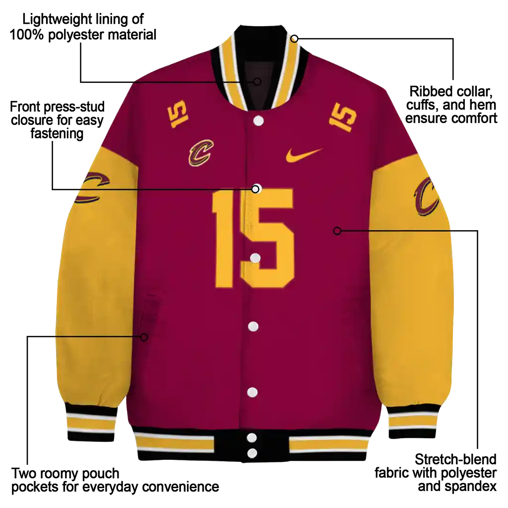 customized cleveland cavaliers team patch wine varsity jacket new arrival customized cleveland cavaliers team patch wine varsity jacket new arrival