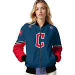 customized cleveland guardians chevron style navy blue bomber jacket best selling