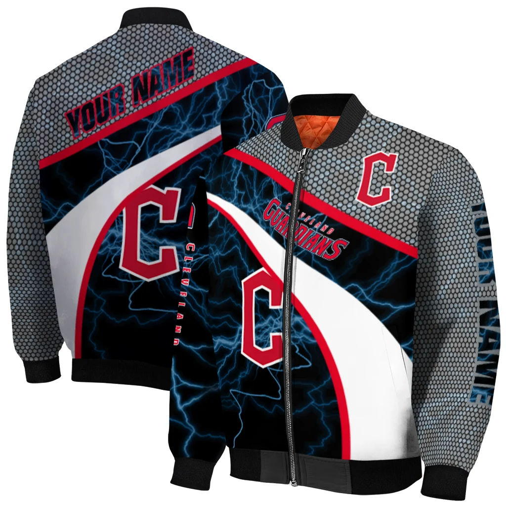 customized cleveland guardians electric flash navy blue bomber jacket best selling customized cleveland guardians electric flash navy blue bomber jacket best selling