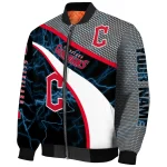 customized cleveland guardians electric flash navy blue bomber jacket best selling