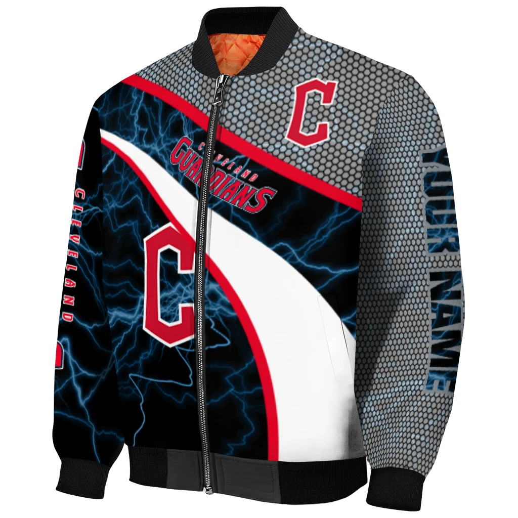 customized cleveland guardians electric flash navy blue bomber jacket fashion forward customized cleveland guardians electric flash navy blue bomber jacket fashion forward