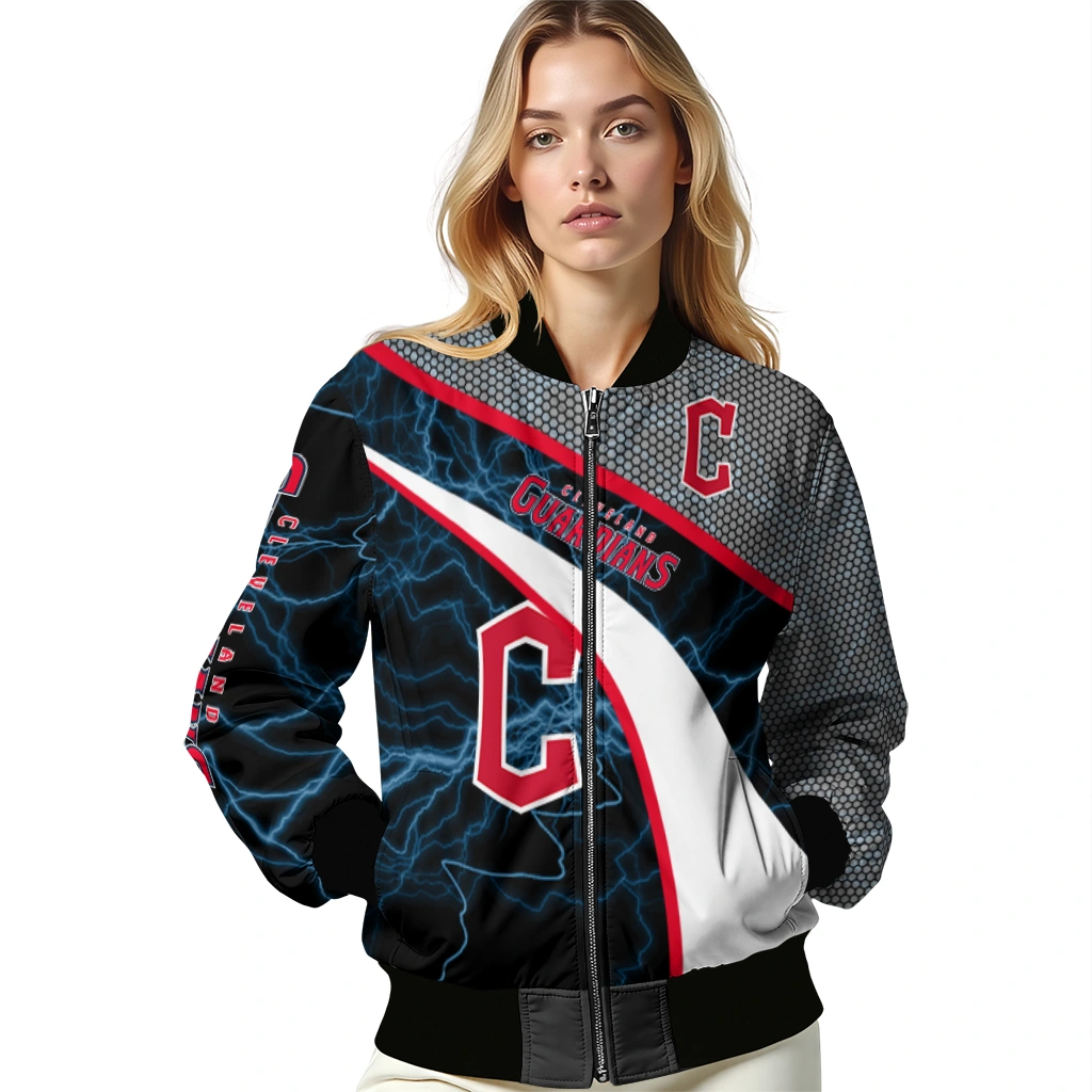 customized cleveland guardians electric flash navy blue bomber jacket latest model customized cleveland guardians electric flash navy blue bomber jacket latest model