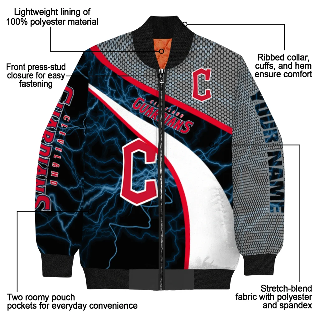 customized cleveland guardians electric flash navy blue bomber jacket new arrival customized cleveland guardians electric flash navy blue bomber jacket new arrival